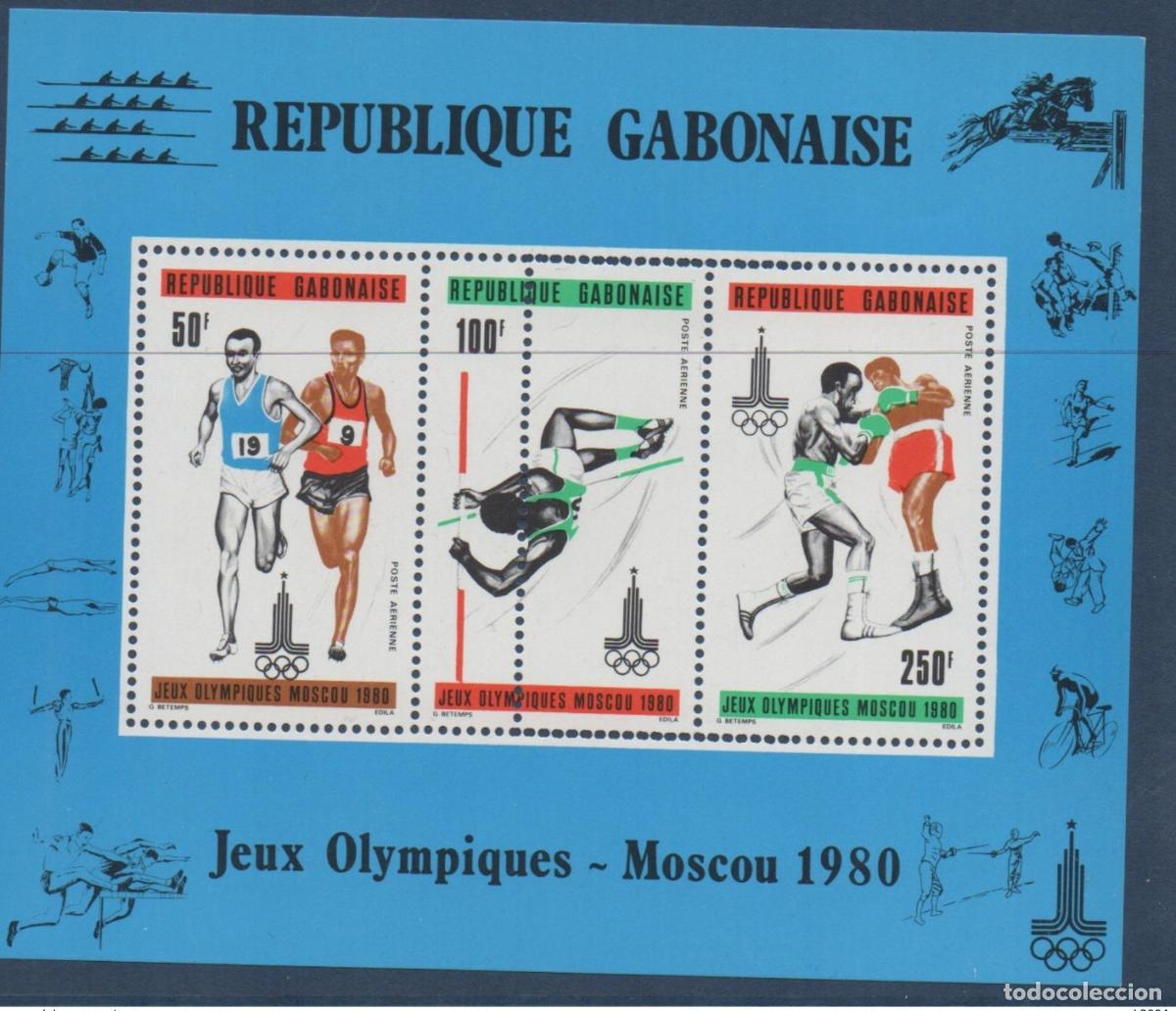 Sellos: Gab&oacute;n 1980 VARIETY (VI) Juegos Ol&iacute;mpicos de Mosc&uacute; RARE Mi. Bl. 39 boxeo