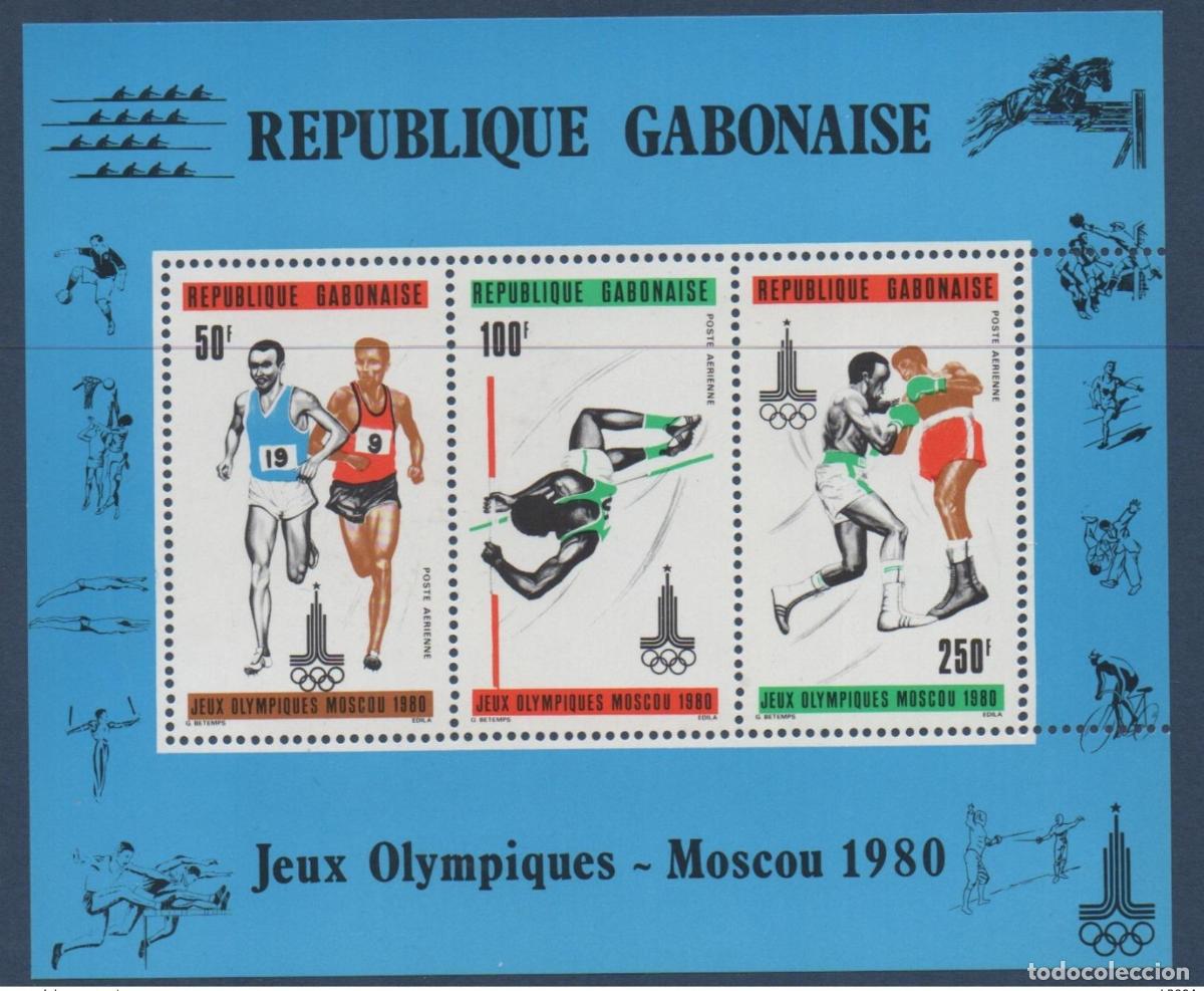 Sellos: Gab&oacute;n 1980 VARIETY (V) Juegos Ol&iacute;mpicos de Mosc&uacute; RARE Mi. Bl. 39 boxeo