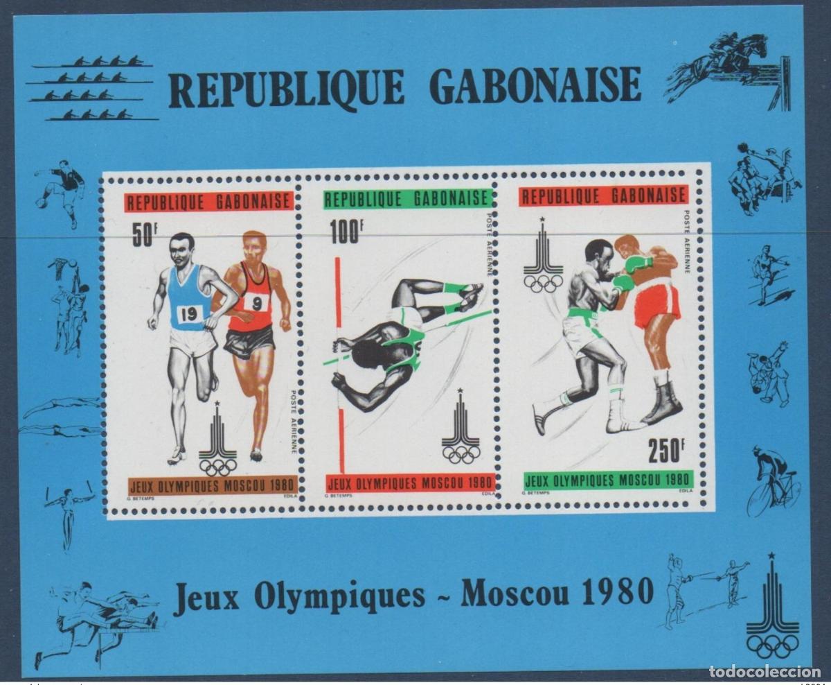 Sellos: Gab&oacute;n 1980 VARIETY (IV) Juegos Ol&iacute;mpicos de Mosc&uacute; RARE Mi. Bl. 39 boxeo