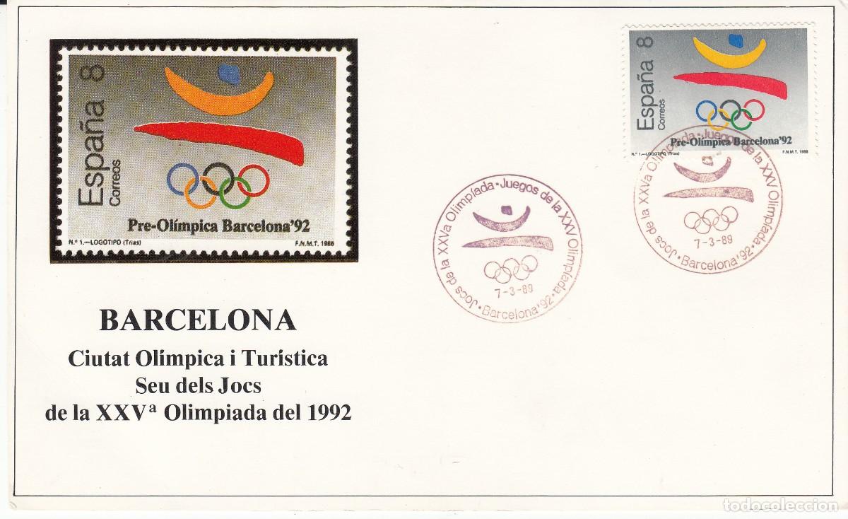 Sellos: JUEGOS OLIMPICOS BARCELONA 92 - 1988 - SELLO NUM. 2963 CON MATASELLOS ESPECIAL EN TARJETA