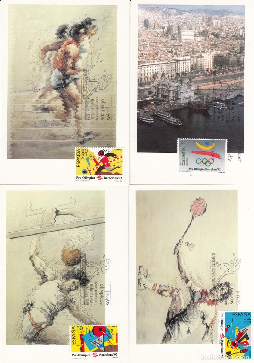 Sellos: JUEGOS OLIMPICOS BARCELONA 92 - 1988 - I SERIE PREOLIMPICA EN M&Aacute;XIMAS CON MATASELLOS SPD