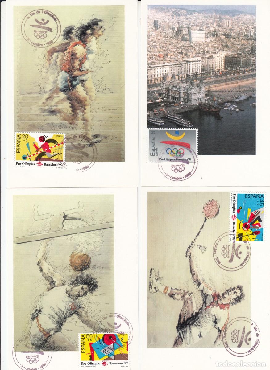 Sellos: JUEGOS OLIMPICOS BARCELONA 92 - 1988 - I SERIE PREOLIMPICA EN M&Aacute;XIMAS CON MATASELLOS ESPECIAL
