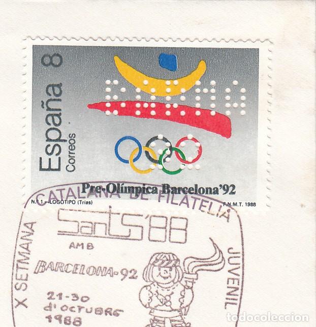 Sellos: JUEGOS OLIMPICOS BARCELONA 92 - 1988 - MATASELLOS SETMANA CATALANA FILATELIA- 1988 CON PERFORACI&Oacute;N