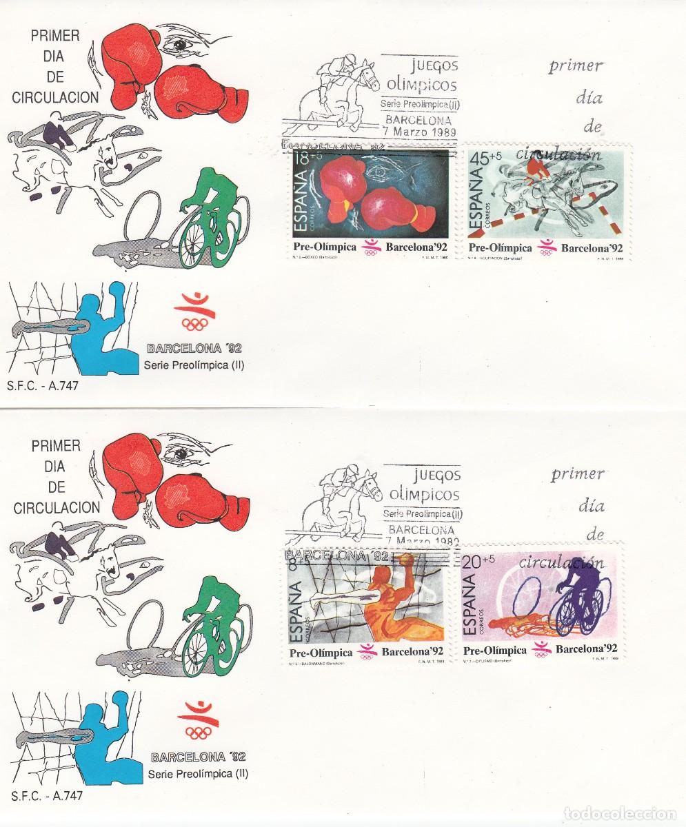 Sellos: JUEGOS OLIMPICOS BARCELONA 92 - 1989 - II SERIE PREOLIMPICA NUMS 2994-7 EN SPD - PRIMER D&Iacute;A