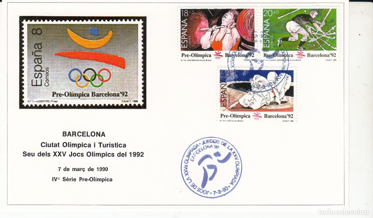 Sellos: JUEGOS OLIMPICOS BARCELONA 92 - 1989 - IV SERIE PREOLIMPICA MATASELLOS ESP .NUM.3054-6 EN TARJETA
