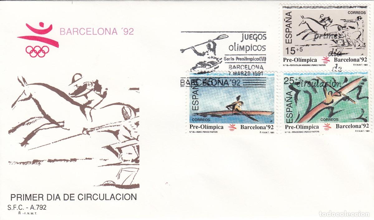 Sellos: JUEGOS OLIMPICOS BARCELONA 92 - VI SERIE PRE-OLIMPICA SPD - PRIMER D&Iacute;A - 1991