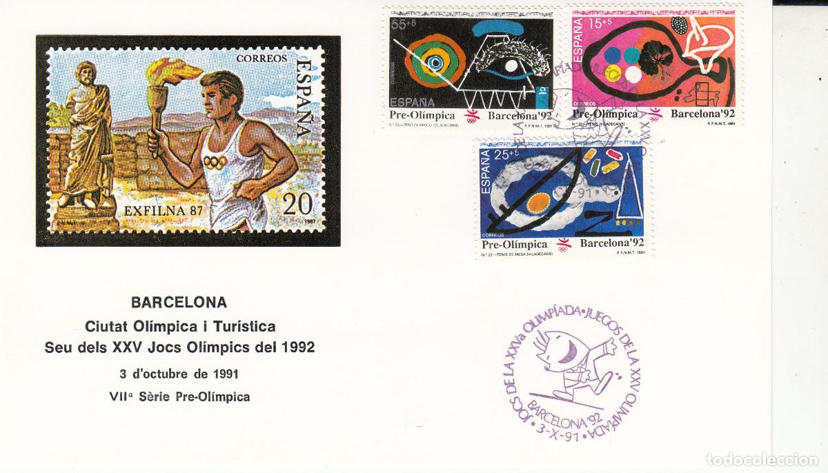 Sellos: JUEGOS OLIMPICOS BARCELONA 92 - VII SERIE PRE-OLIMPICA - MATASELLOS ESPECIAL EN TARJETA- 1991