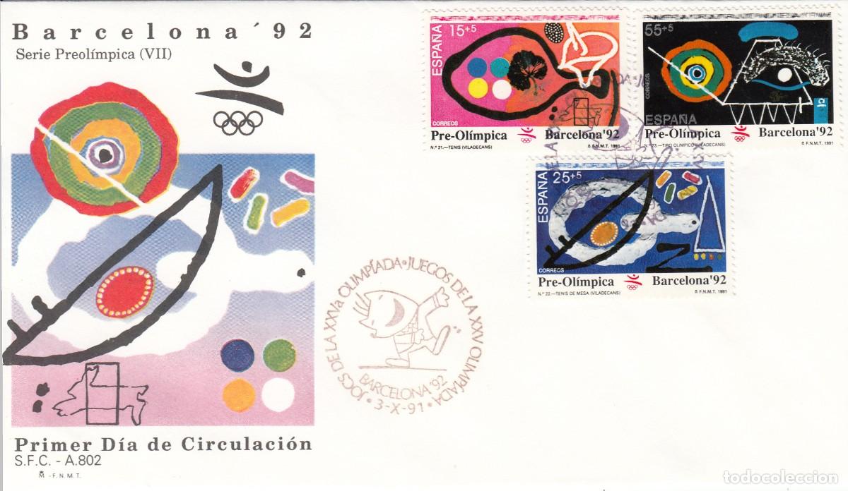 Sellos: JUEGOS OLIMPICOS BARCELONA 92 - VII SERIE PRE-OLIMPICA - MATASELLOS ESPECIAL - 1991