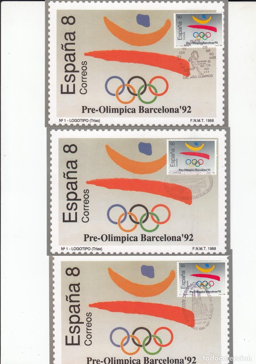 Sellos: JUEGOS OLIMPICOS BARCELONA 92 - TRES M&Aacute;XIMAS CON MATASELLOS OCTUBRE 1991 -CERTAMEN IBEROAMERICANO