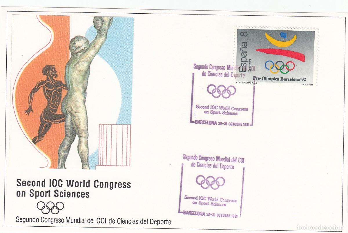 Sellos: JUEGOS OLIMPICOS BARCELONA 92 - CONGRESO MUNDIAL DEL COI - BARCELONA - 19914