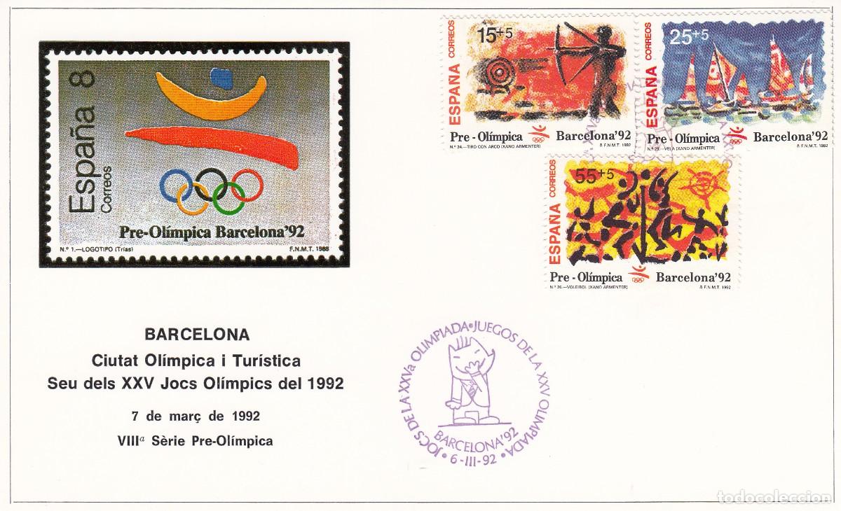 Sellos: JUEGOS OLIMPICOS BARCELONA 92 - VIII SERIE PRE-OLIMPICA MATASELLOS ESPECIAL EN TARJETA - 1992