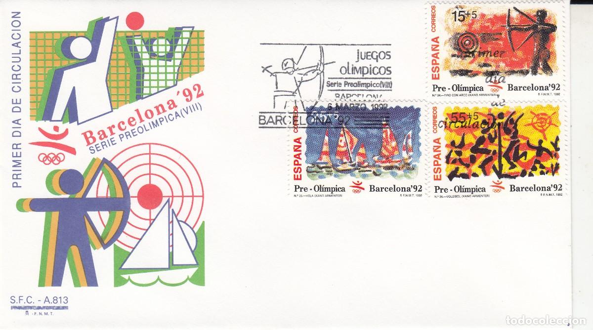 Sellos: JUEGOS OLIMPICOS BARCELONA 92 - VIII SERIE PRE-OLIMPICA PRIMER DIA - SPD - 1992