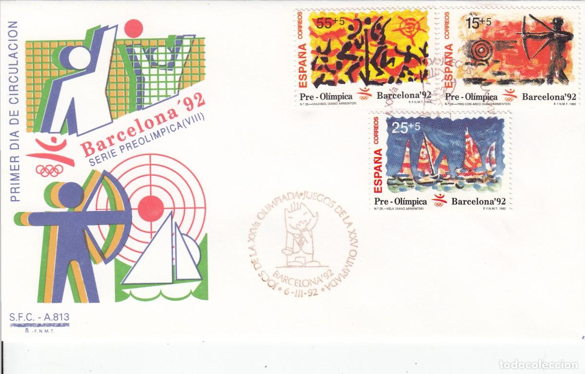 Sellos: JUEGOS OLIMPICOS BARCELONA 92 - VIII SERIE PRE-OLIMPICA MATASELLOS ESPECIAL - SPD - 1992