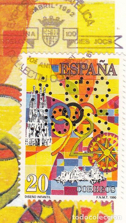 Sellos: JUEGOS OLIMPICOS BARCELONA 92 -M&Aacute;XIMA CON MATASELLOS COL.LECTIU CONGR&Eacute;S - 1991 - CON PERFORACI&Oacute;N