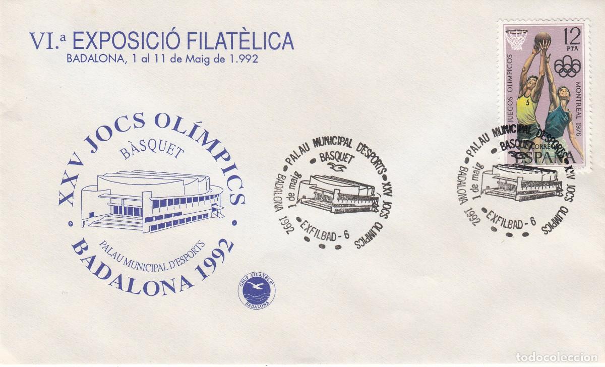 Sellos: JUEGOS OLIMPICOS BARCELONA 92 -MATASELLOS ESPECIAL BASQUET - BALONCESTO - SUBSEU BADALONA - 1992