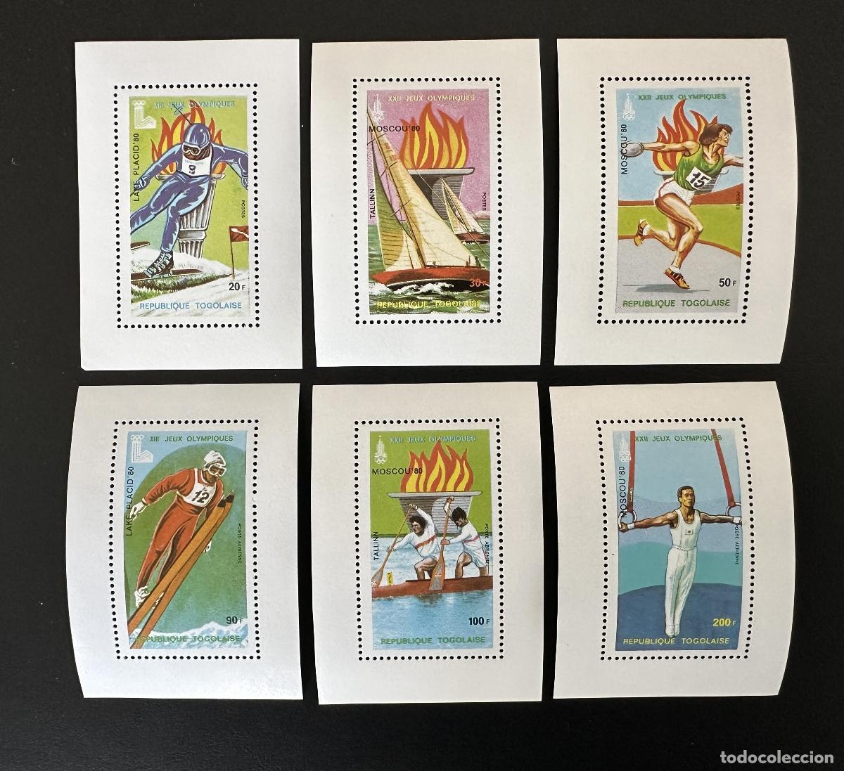 Briefmarken: Togo 1979 Mi. 1380 - 1385 bloques de lujo Mosc&uacute; 1980 Juegos Ol&iacute;mpicos Lake Placid