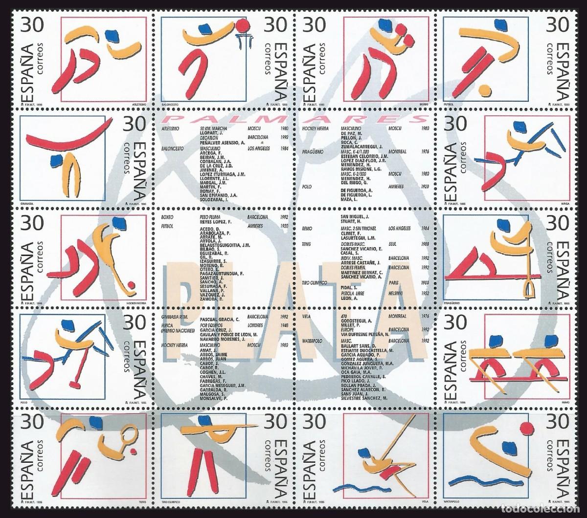 Sellos: HB Espa&ntilde;a, 1995 | Olympic Silver Medals | Ed: 3364/77, Yv: 2954/67, Mi: 3220/33 MNH **