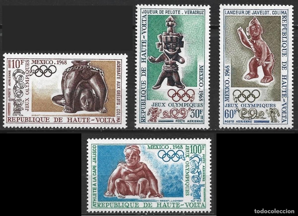 Sellos: ALTO VOLTA 1968 - HAUTE VOLTA - JJOO DE MEXICO - YVERT AEREOS 54/57**