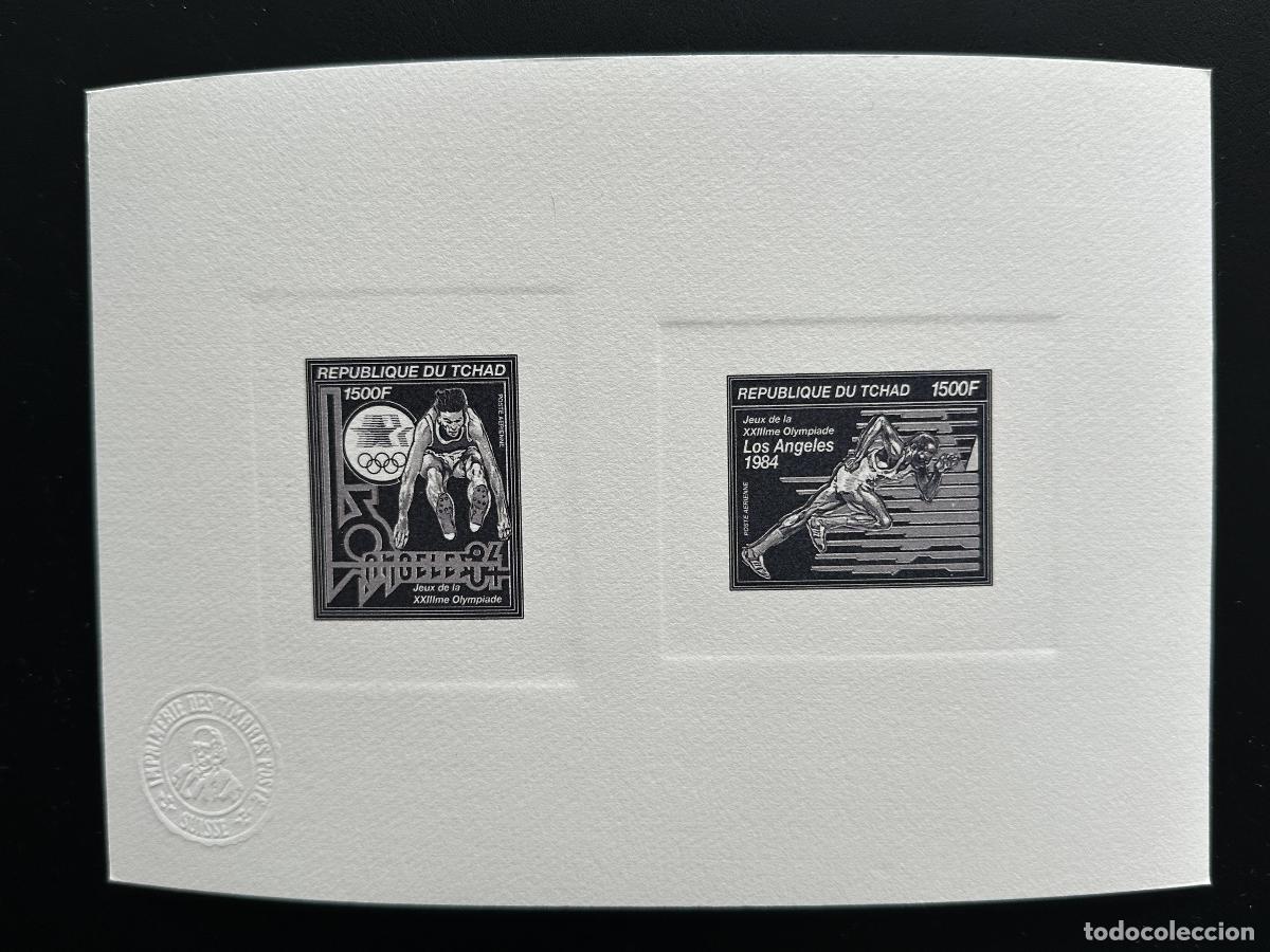 Sellos: Chad 1982 Mi. 924 - 925 Collective Artist Proof JO Los &Aacute;ngeles 1984 negro