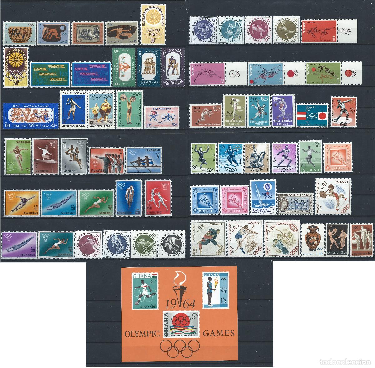 Sellos: J.O de Tokyo Lot 63 Tp + 1 Bloc Neuf** (MNH) 1964 - Divers Pays