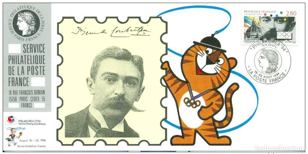 Sellos: 119 Mapa oficial de la Exposici&oacute;n Corea 1994 FDC Pierre Coubertin Juegos Ol&iacute;mpicos del COI