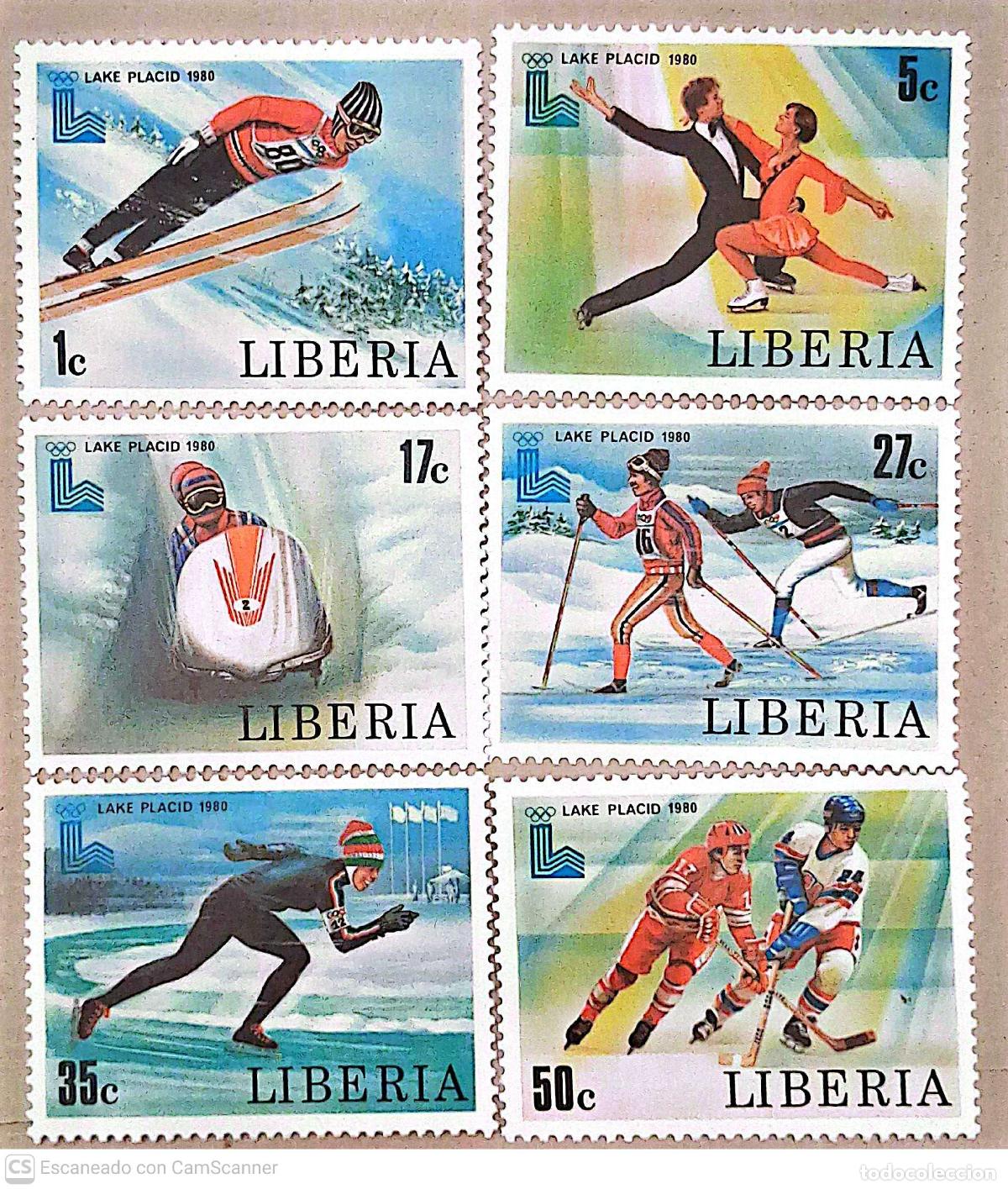 Sellos: Liberia. 968/73 Juegos Ol&iacute;mpicos de invierno, en Lake Placid: Salto de esqu&iacute;, patinaje art&iacute;stico, bo