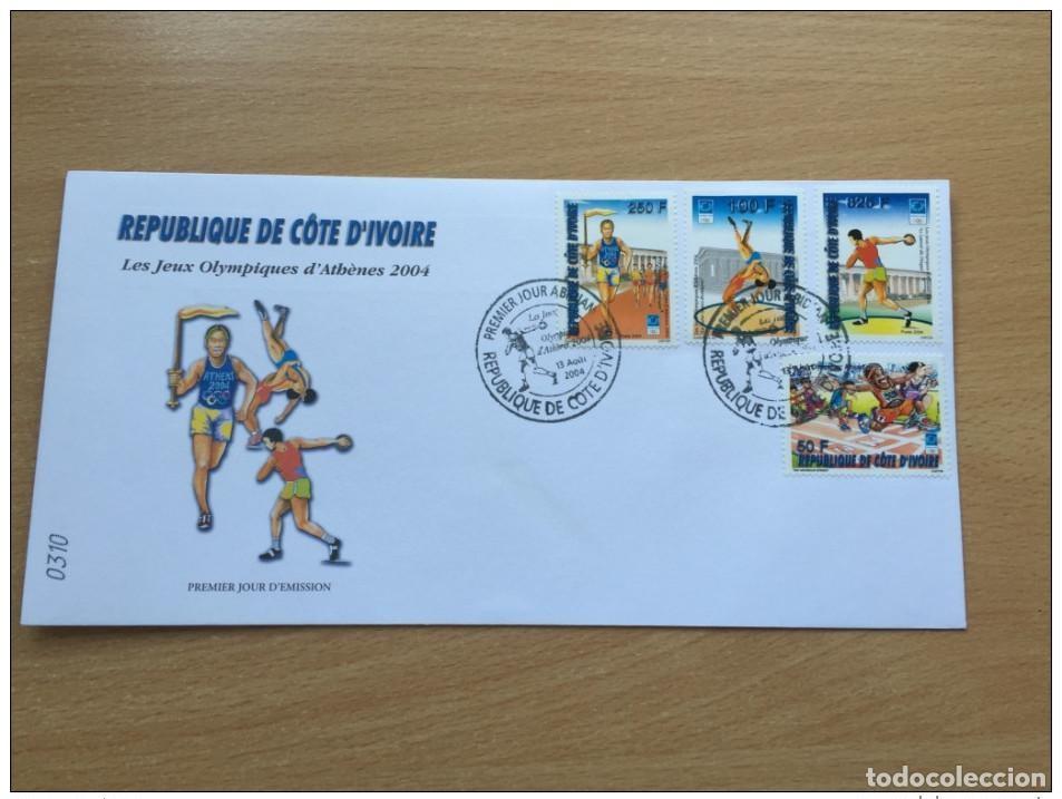 Sellos: Costa de Marfil 2004 Juegos Ol&iacute;mpicos FDC Atenas 1316 - 1319