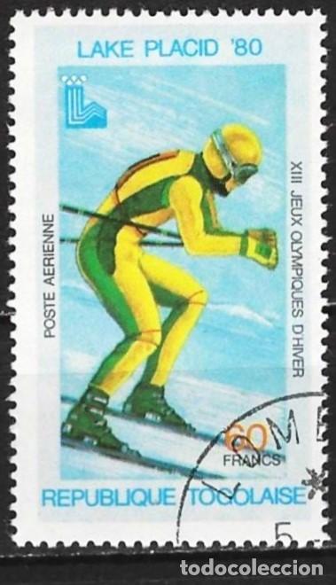 Sellos: Togo 1980 - Mi 1415 - YT A 412 - J.O. en Lake Placid : Esqui ( A&eacute;reo )