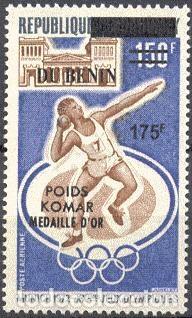 Sellos: Ben&iacute;n 2008 Mi. 1434 sobrecargado Juegos Ol&iacute;mpicos M&uacute;nich 1972 pesas