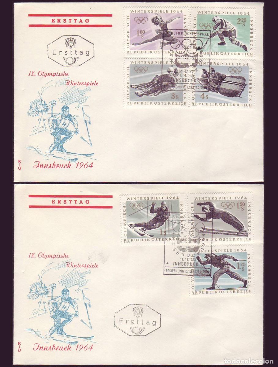 Sellos: Austria 1964 - 2 FDC Complete Set Winter Olympics Innsbruck - Yv 974/80 Mi 1136/42