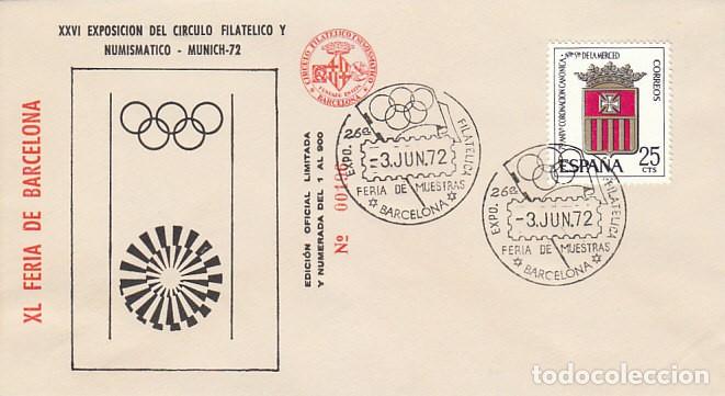 Sellos: A&Ntilde;O 1972, OLIMPIADA DE MUNICH 1972, FERIA DE MUESTRAS BARCELONA, EDICION OFICIAL NUMERADA
