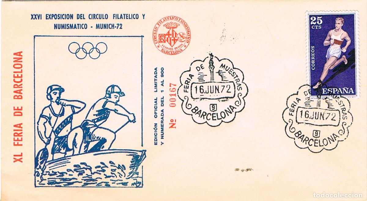 Sellos: A&Ntilde;O 1972, REMO, OLIMPIADA DE MUNICH 1972, FERIA DE MUESTRAS BARCELONA, EDICION OFICIAL NUMERADA