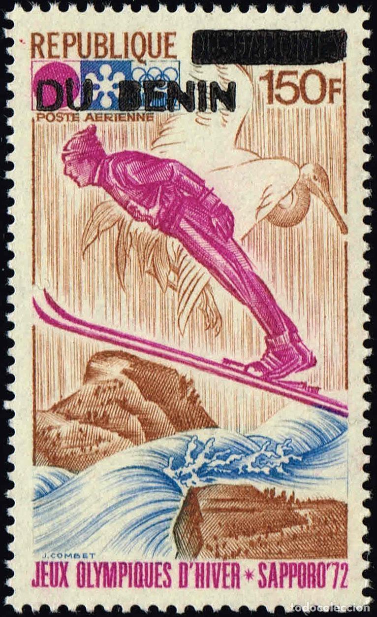 Sellos: Ben&iacute;n 1994 Mi. 603 sobrecargado JJ.OO. Sapporo 1972 salto esqu&iacute;