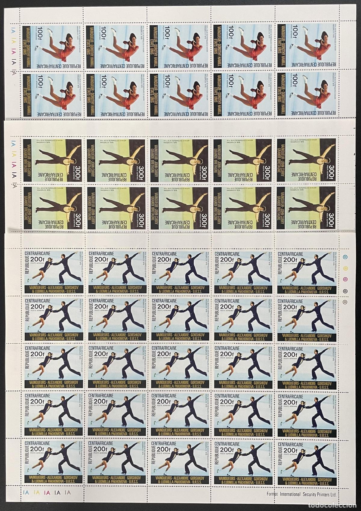Sellos: Centroafricana 1976 YT PA 150-152 tabl&oacute;n JO Olympics gimnasia atletismo