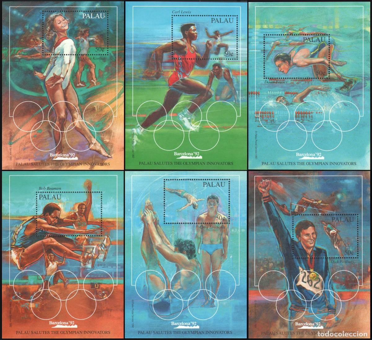 Sellos: Palaos (Palau) 1992 | JJOO Barcelona 1992 | Yv: B13/18 - Mi: B15/20 MH *