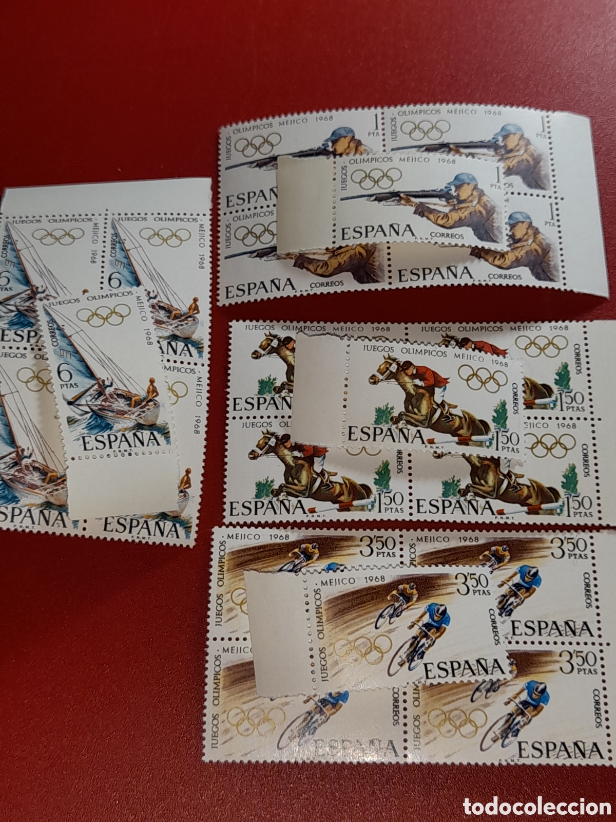 Sellos: Sello Espa&ntilde;a nuevo 1968. Juegos olimpiada. M&eacute;xico. Deporte. Ciclismo. H&iacute;pica. Doma. Caballo. Tiro. V