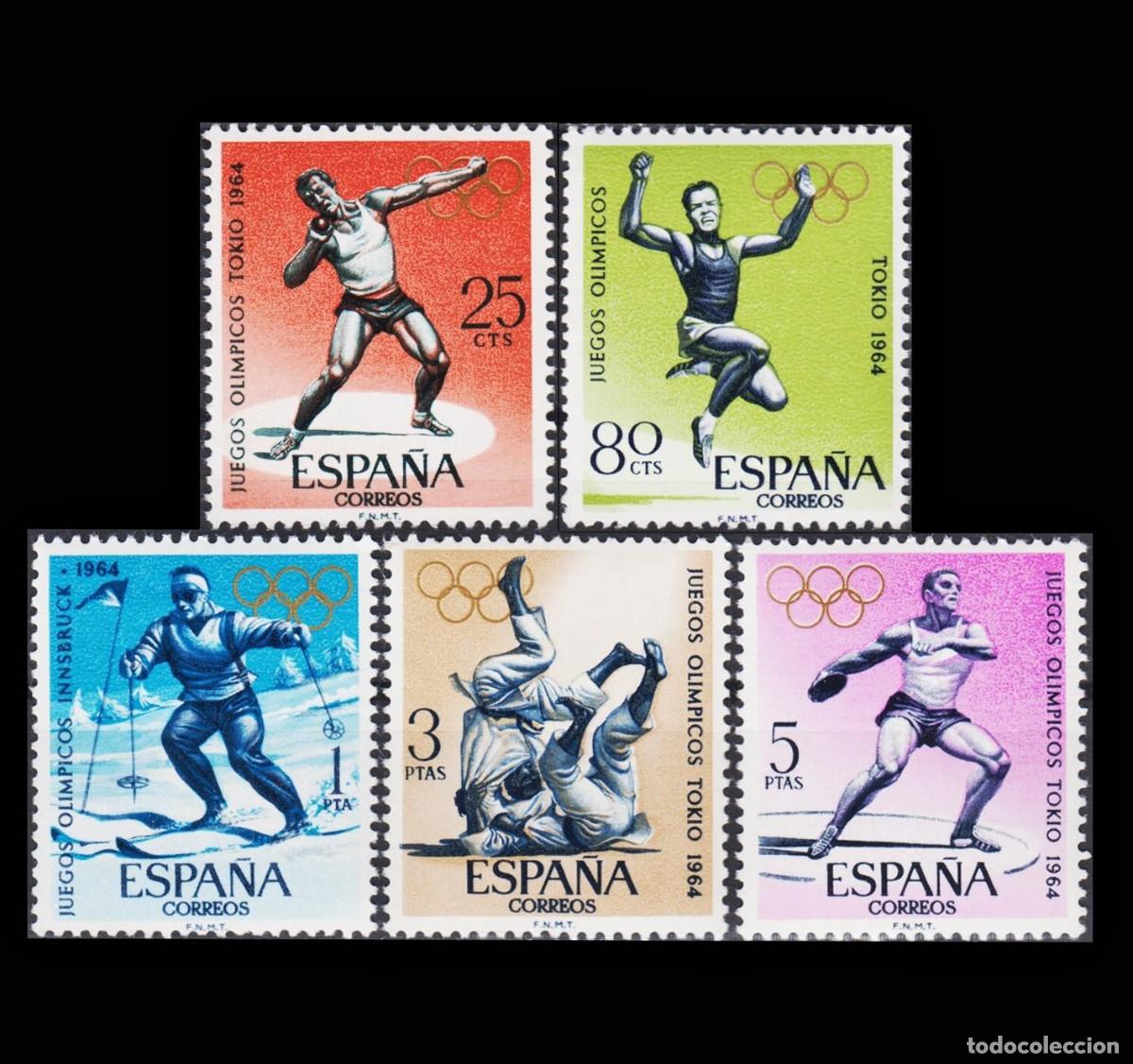 Sellos: Espa&ntilde;a 1964 | JJ.OO. Innsbruck y Tokio | Ed 1617/21 - Yv 1279/83 - Mi 1506/10 MNH **