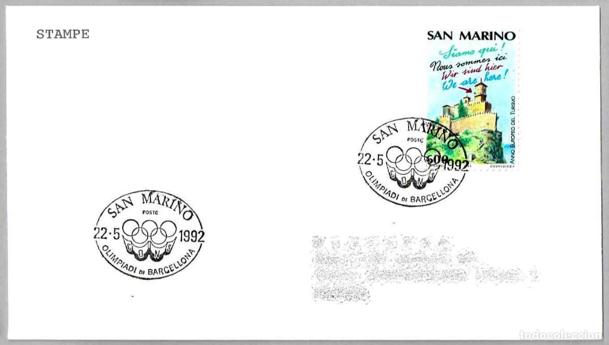 Sellos: Matasellos OLIMPIADAS - JUEGOS OLIMPICOS DE BARCELONA 92. San Marino 1992
