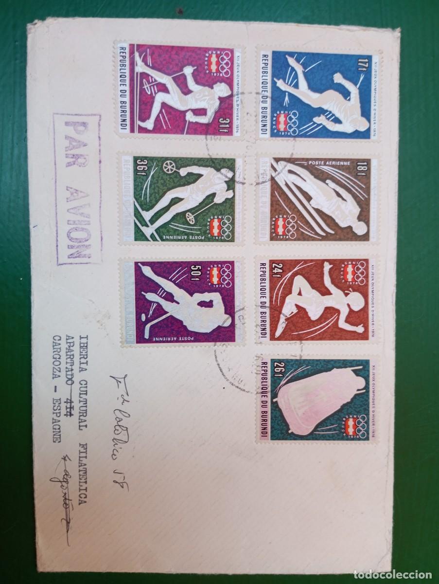 Sellos: OLIMPIADAS INSBRUCK 1976, SOBRE DE BURUNDI A ZARAGOZA