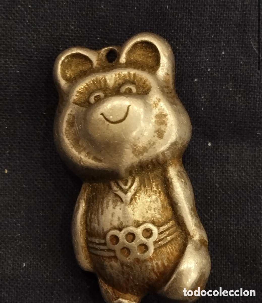 Sellos: Llavero Vintage Oso Misha - Juegos Ol&iacute;mpicos Mosc&uacute; 1980 (Metal, 3,5 cm)