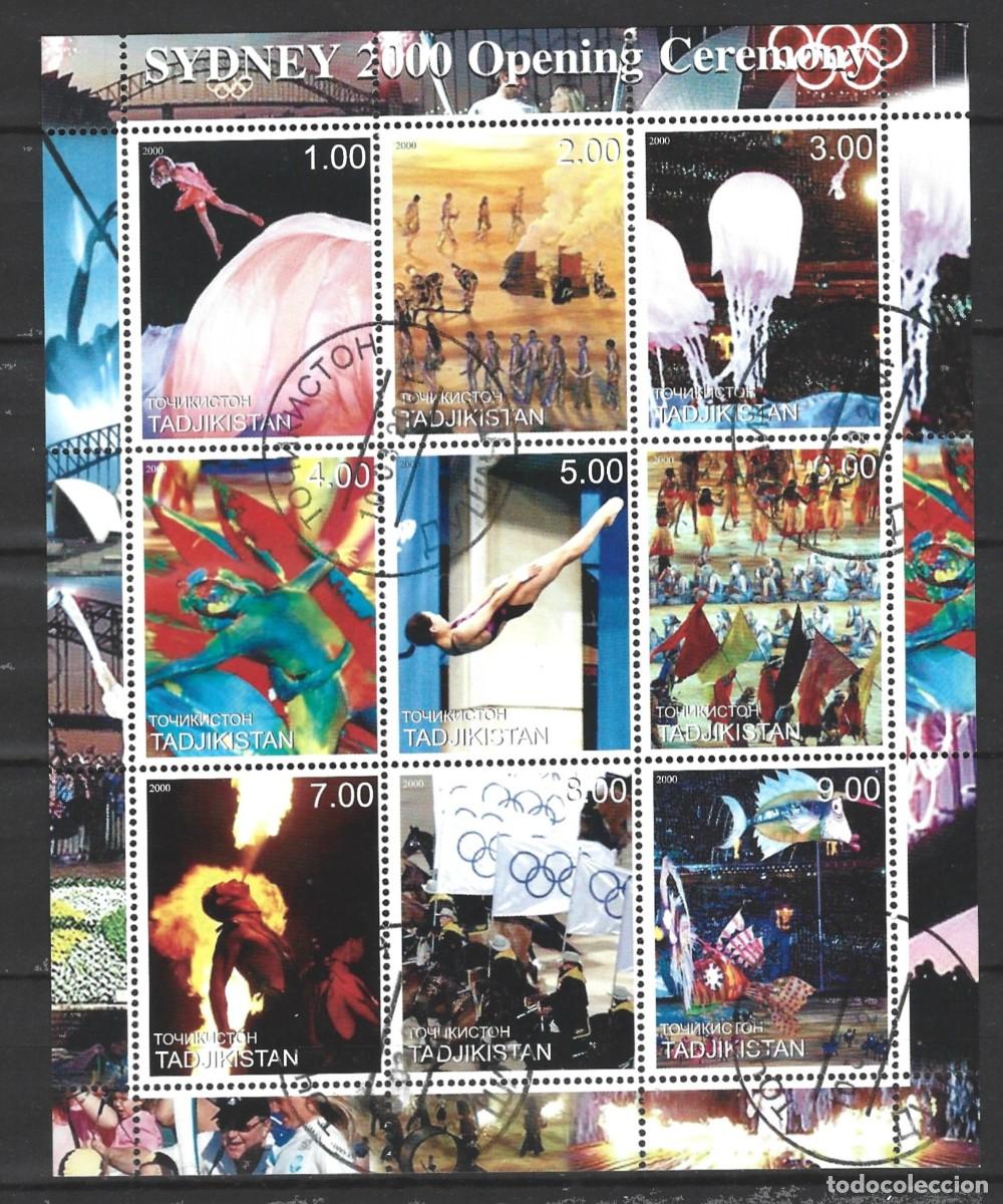 Sellos: TADJIKISTAN - 2 MINIPLIEGOS, CEREMONIA DE APERTURA Y CLAUSURA DE LOS JUEGOS OL&Iacute;MPICOS DE S&Iacute;DNEY 2000