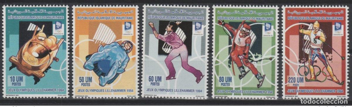 Sellos: Mauritania 1993/1994 Mi. 1012 - 1016 JO Lillehammer Ski Bobsleigh MNH**