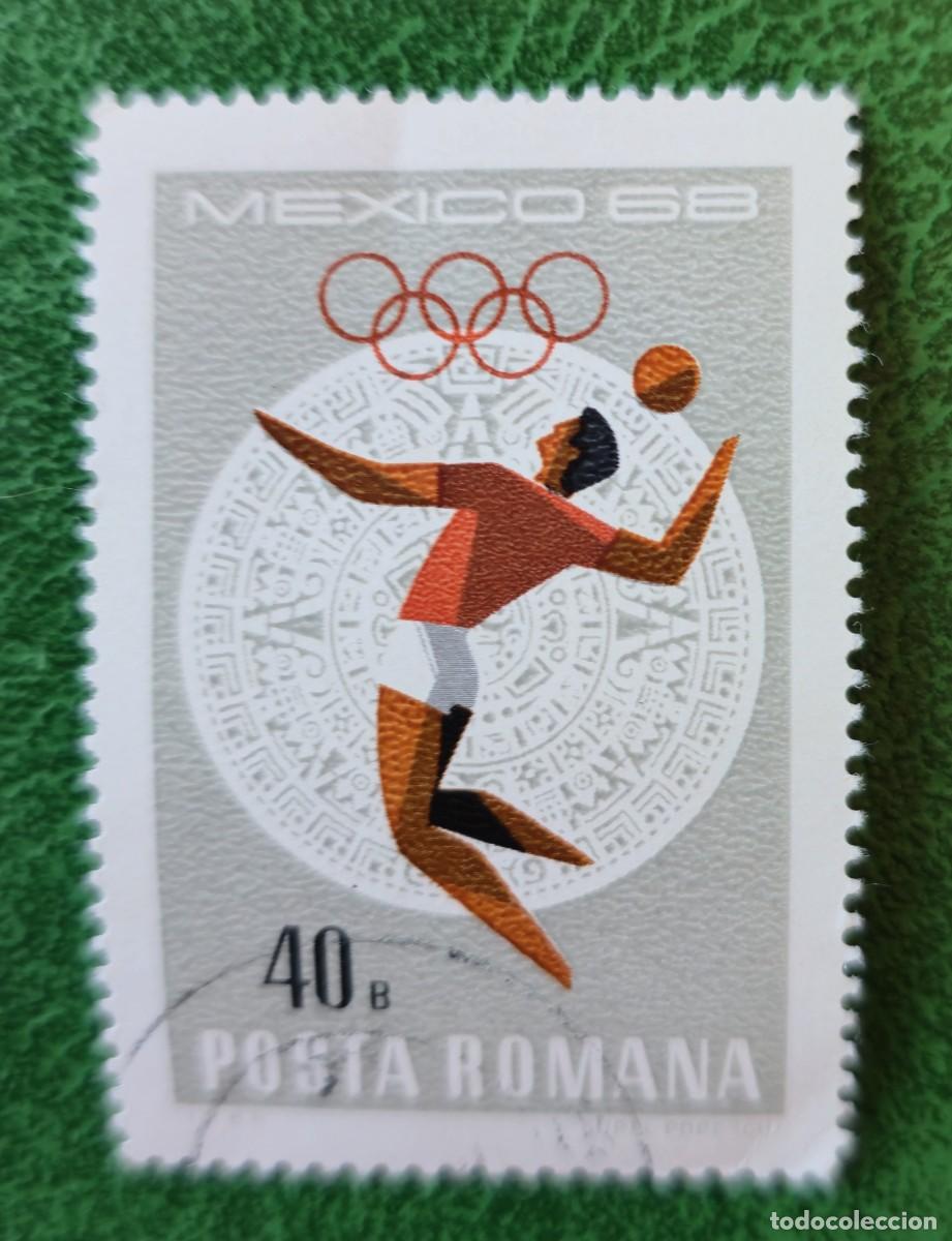 Sellos: Sellos Ruman&iacute;a (Posta Romana) 1968 Juegos Ol&iacute;mpicos de Mexico Voleibol calendario azteca