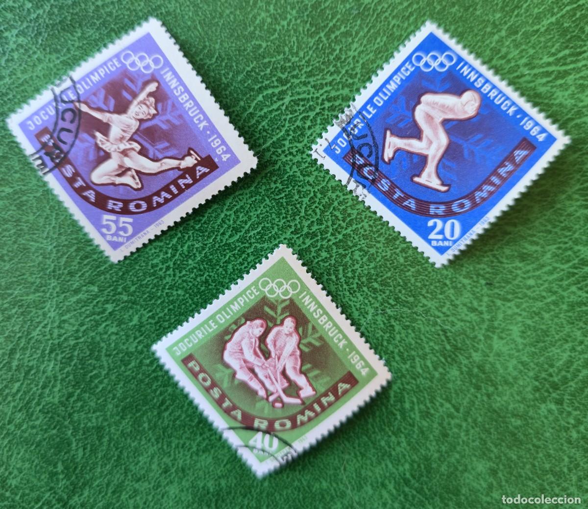Sellos: 3 Sellos Ruman&iacute;a (Posta Romana) 1963 Juegos Ol&iacute;mpicos de Invierno de Innsbruck 1964