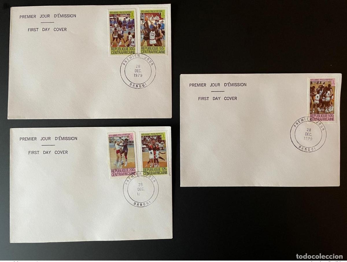 Sellos: Centroafricanos 1979 Mi. 653 - 657 Juegos Ol&iacute;mpicos FDC Mosc&uacute; 1980 Olimpia