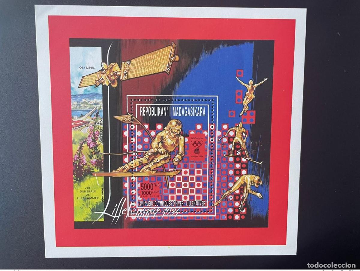 Sellos: Madagascar 1994 Mi. Bl. 260A Overloaded Gold Lillehammer Juegos Ol&iacute;mpicos Esqu&iacute; de invierno