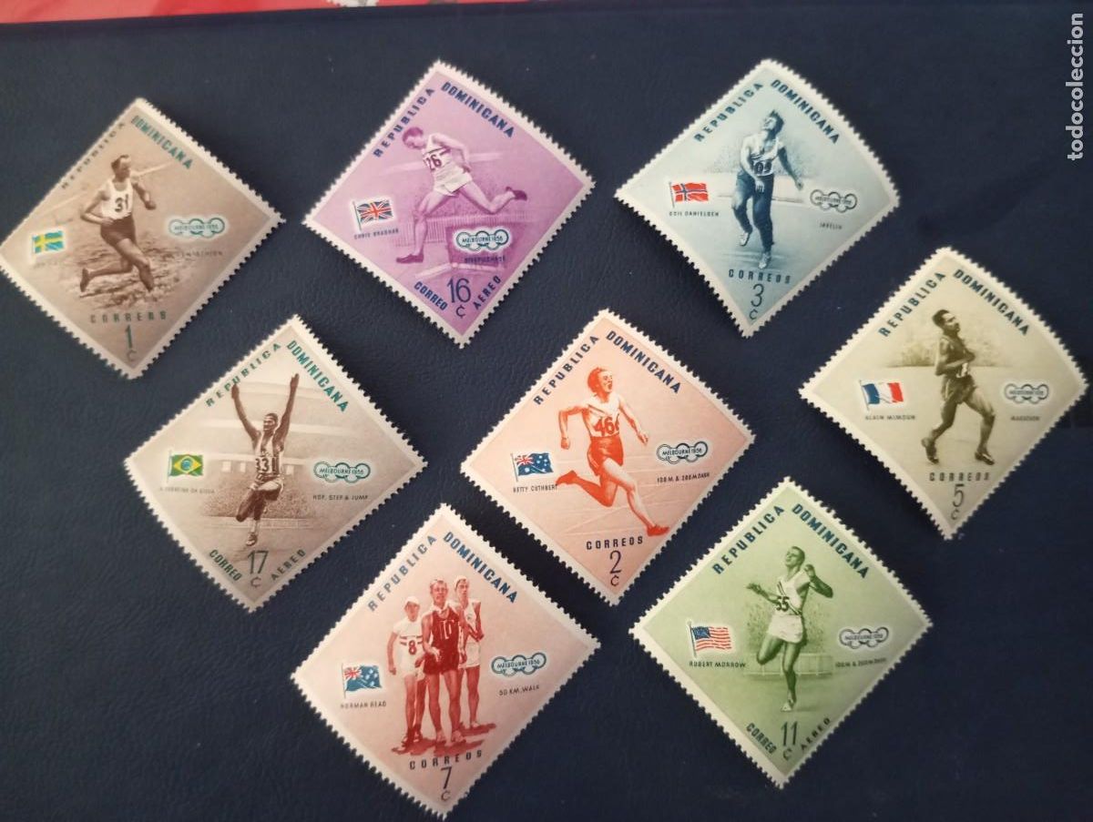 Sellos: REPUBLICA DOMINICANA, 1956, OLIMPIADAS,