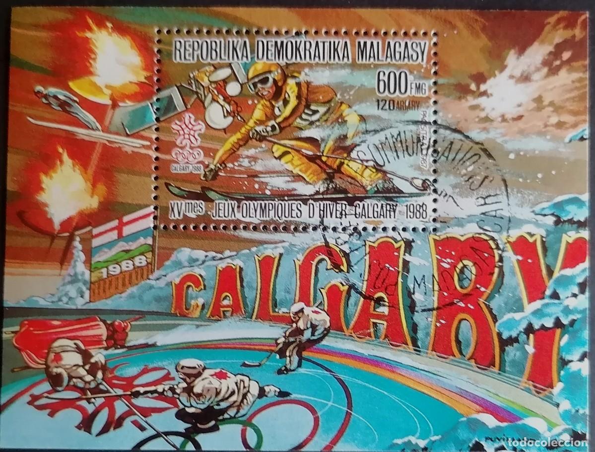 Sellos: MADAGASCAR 1987 - HB JJ.OO. DE INVIERNO / CALGARY .