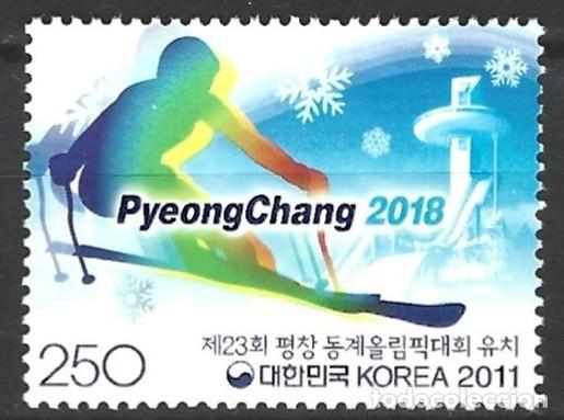Sellos: KOREA - COREA - SELLO DEL BANDER&Iacute;N DE LOS JUEGOS OL&Iacute;MPICOS DE COREA DEL SUR 2018 - SELLO DE 2011 MNH
