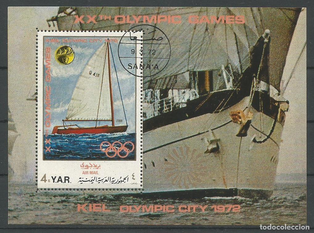 Sellos: Y. A. R. - YEMEN - YAR - 1972 - OLIMPIADA DE ALEMANIA - KIEL - BLOQUE - ESTAMPADO